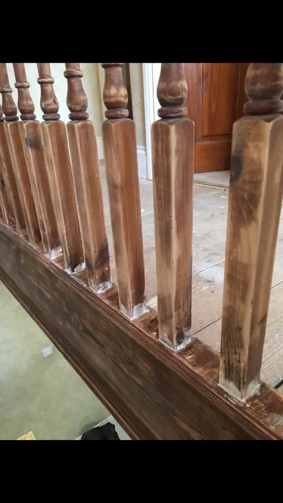 Crouch End period stairwell with restored white balusters, stained wooden treads and warm white walls additional project view 4